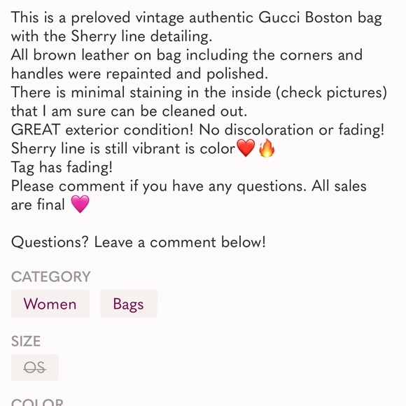 Authentic GUCCI Boston Sherry Line bag - Picture 13 of 13